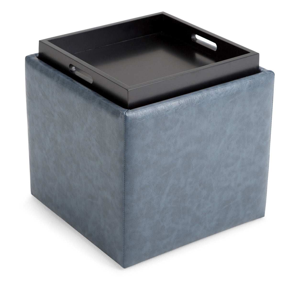 Upholstered Cube Storage Ottoman with Removable Serving Tray - Multiple Colors