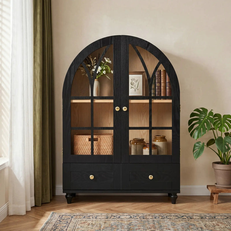 Arched Display Cabinet with Tempered Glass Doors by HouseOfZazla