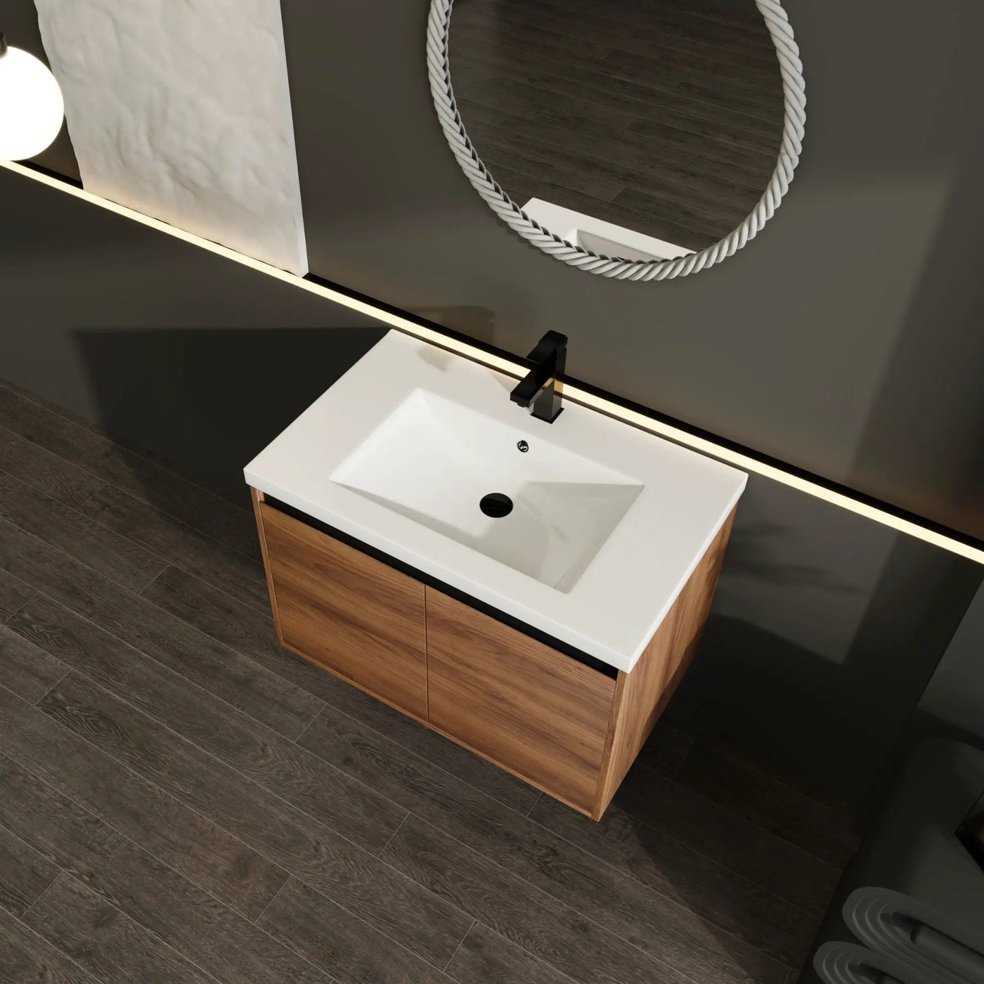 Bathroom Vanity Set With Resin Countertop Sink And 2 Doors, Engineered Wood by HouseOfZazla