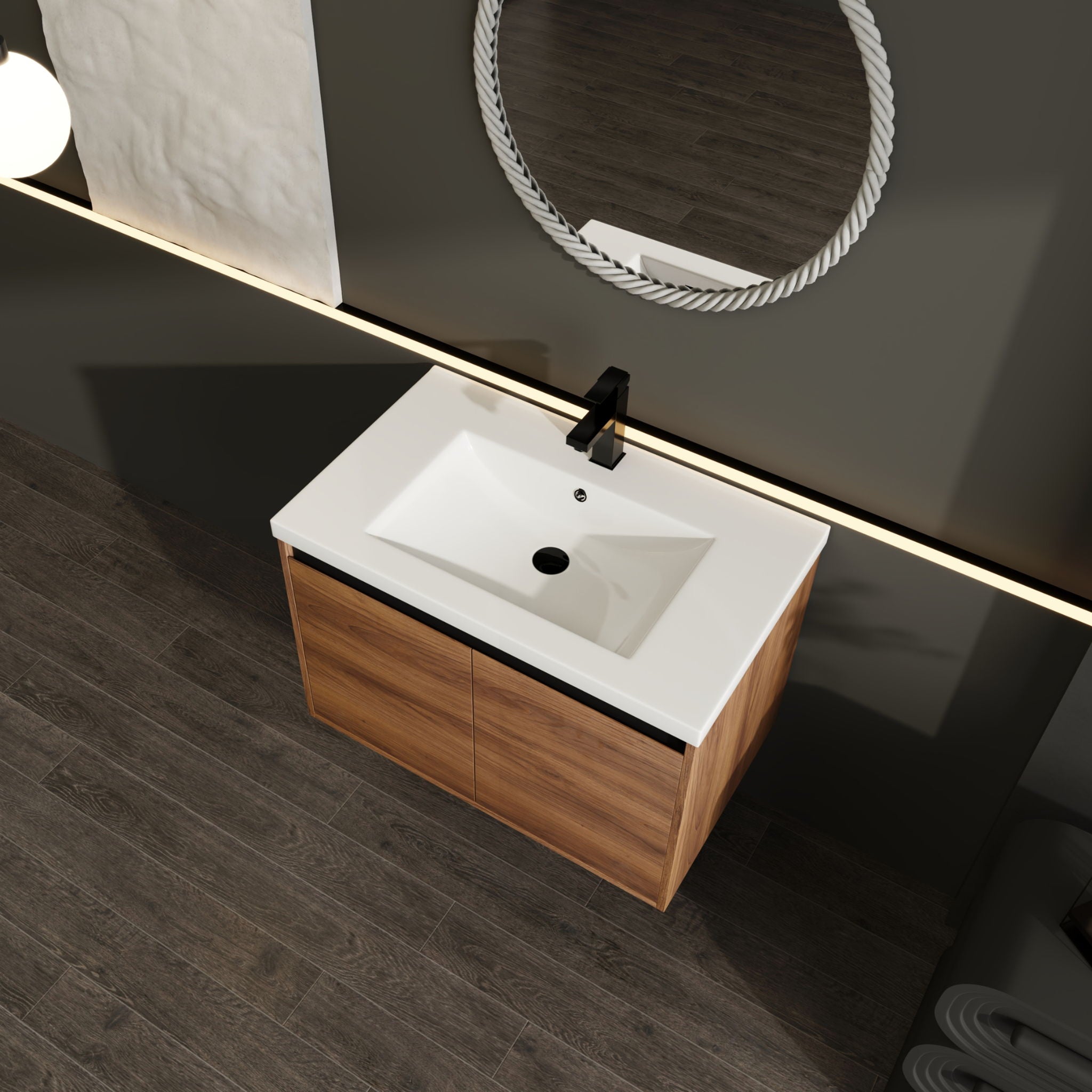 Bathroom Vanity Set With Resin Countertop Sink And 2 Doors, Engineered Wood by HouseOfZazla