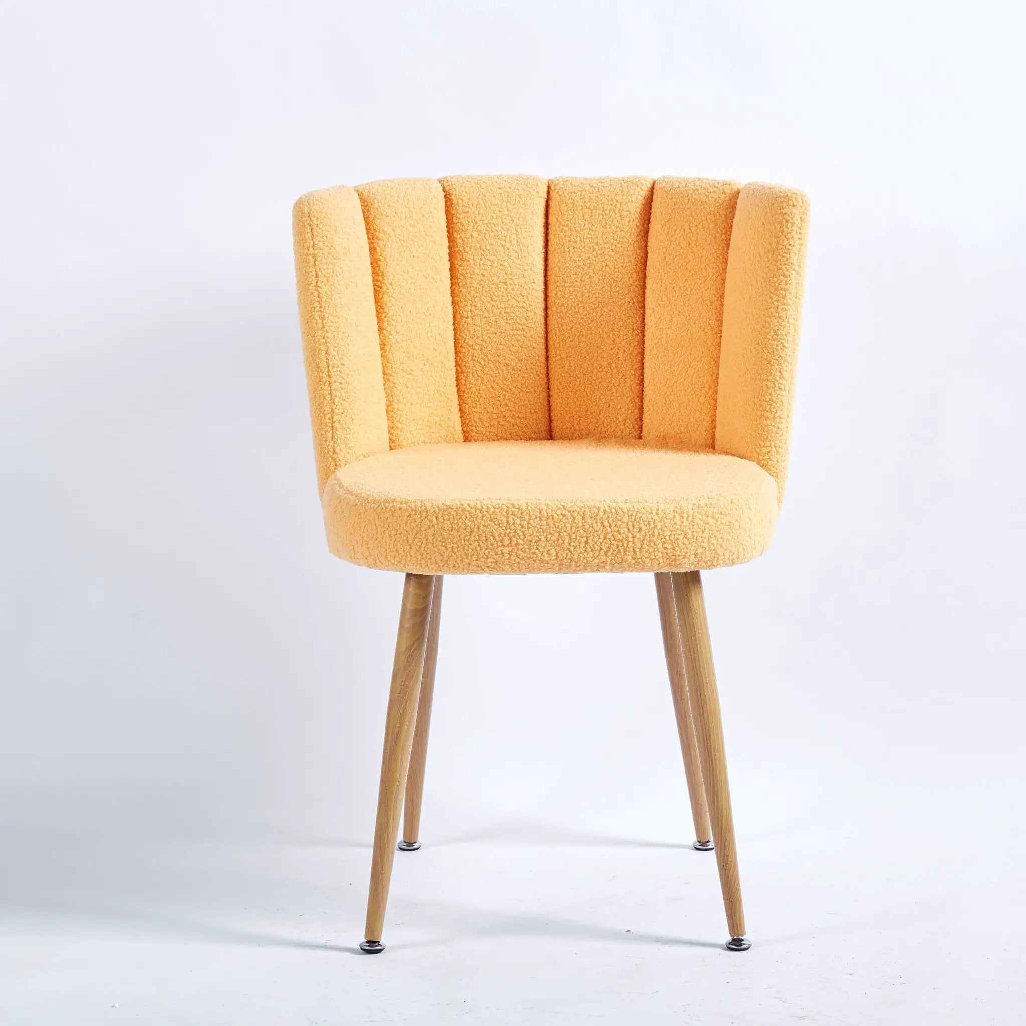 Modern Dining Chair (Set of 2) With Iron Tube Wood Color Legs, Shorthair Cushions And Comfortable Backrest, Suitable For Dining Room, Living Room, Cafe, Simple Structure by HouseOfZazla