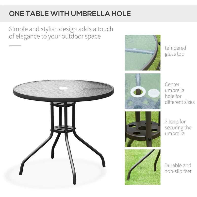 Outsunny - Patio Dining Set With Table Umbrella, Folding Chairs And Dining Table, Outdoor Patio Furniture Set by Unique Piece Furniture