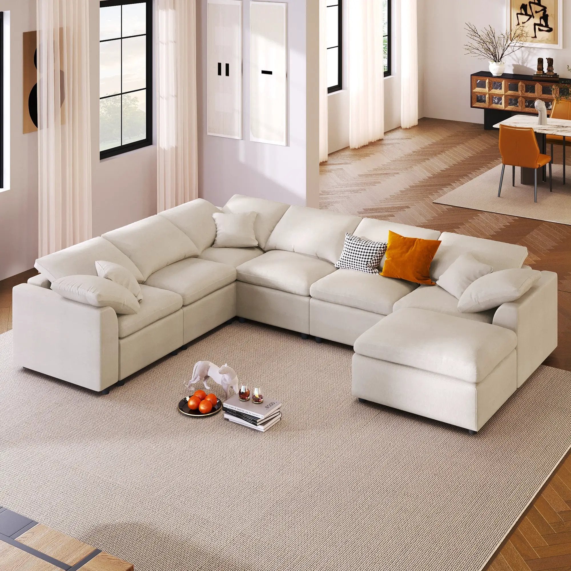 U_Style 120.8" Extra Large 7-Seater Modular Sectional Sofa by HouseOfZazla
