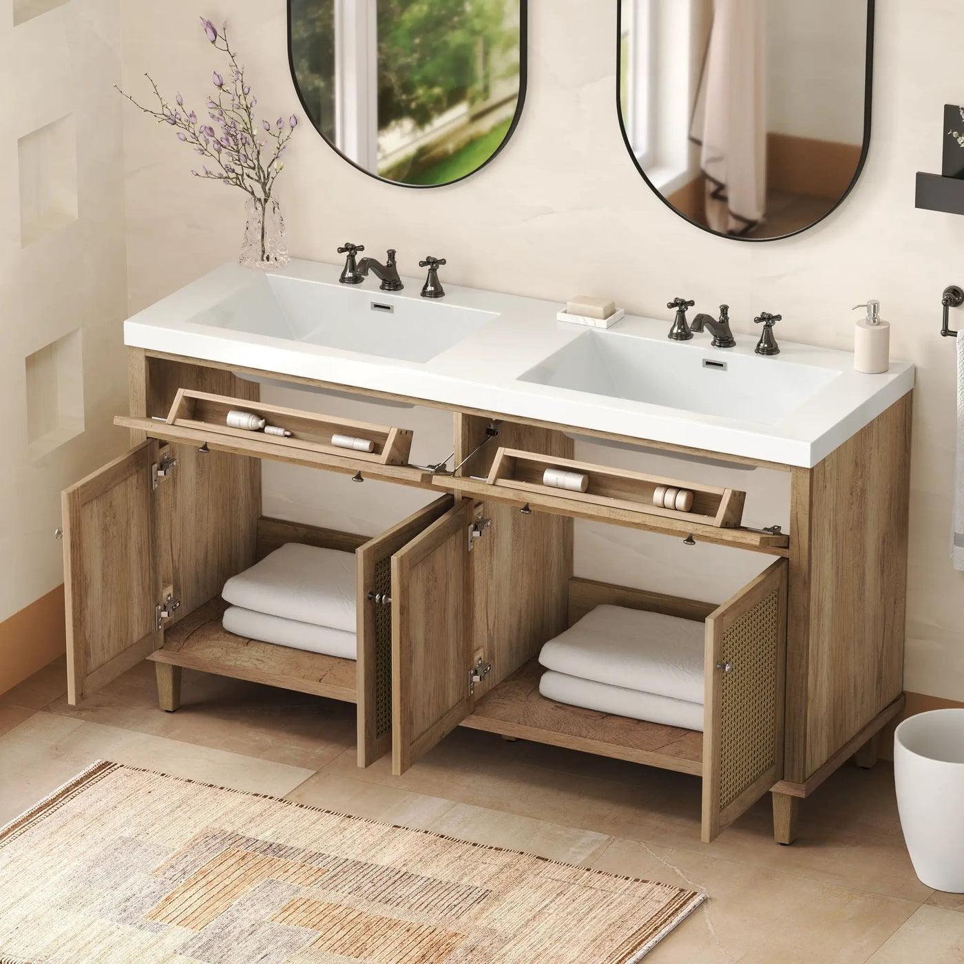 Bathroom Vanity With Double Sink, Large Storage Space by HouseOfZazla