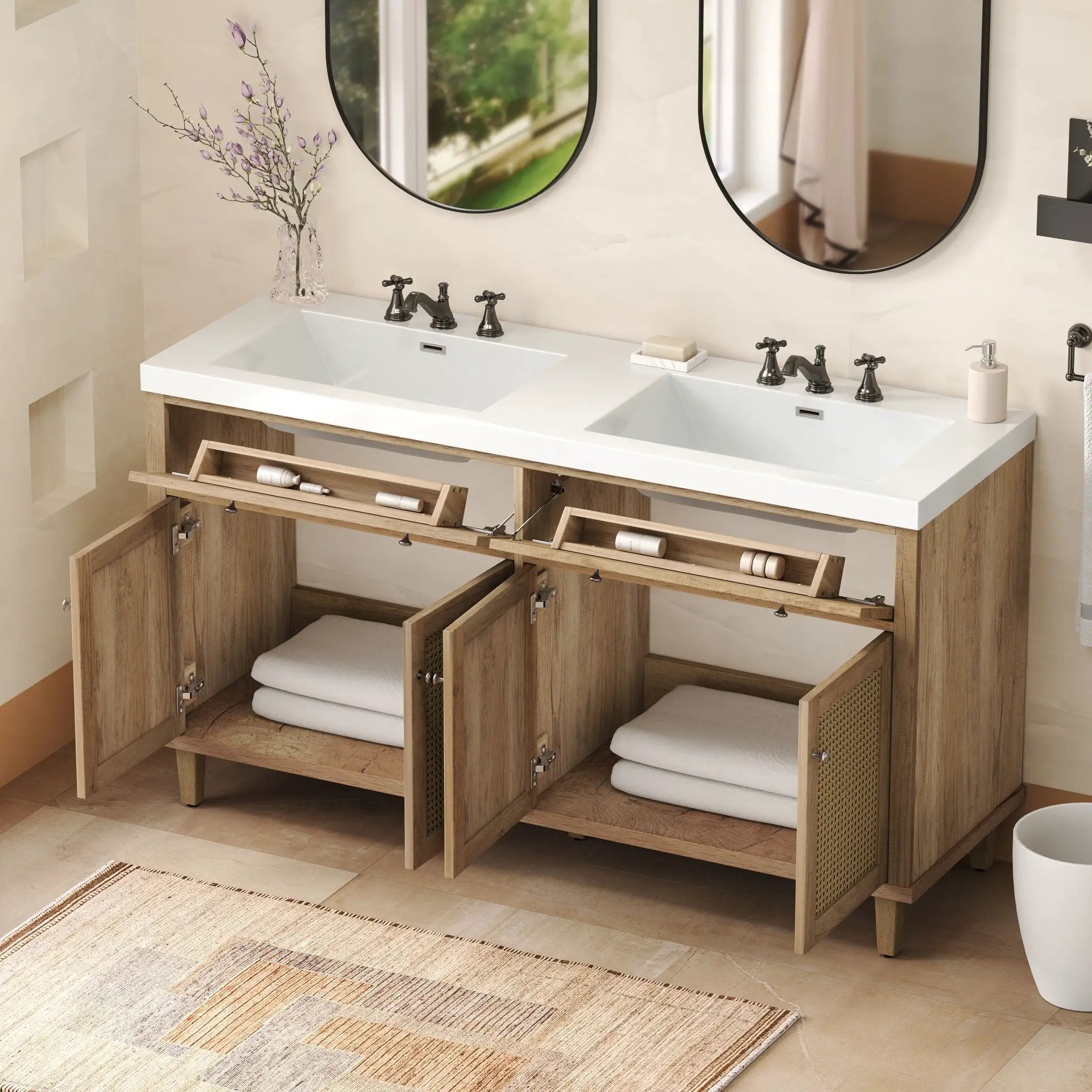 Bathroom Vanity With Double Sink, Large Storage Space by HouseOfZazla