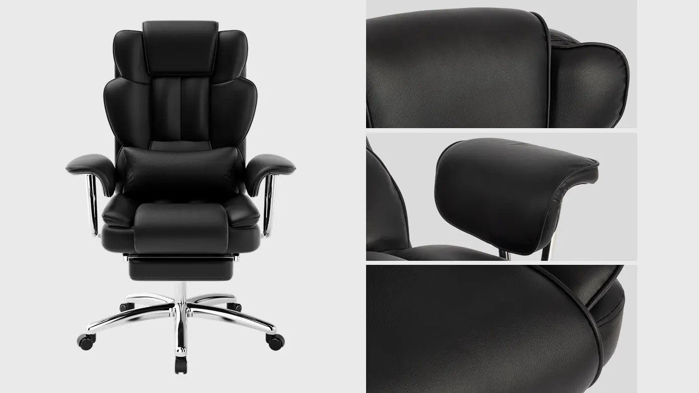 Big and Tall Executive Office Chair with Footrest - Black by HouseOfZazla