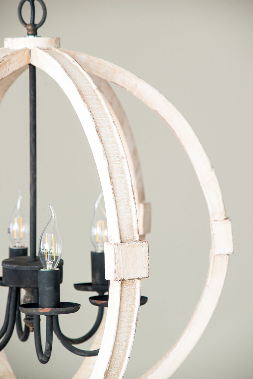 Hanging Light Fixture Chandelier with Adjustable Chain - Light Brown or White, photo 3 of 22