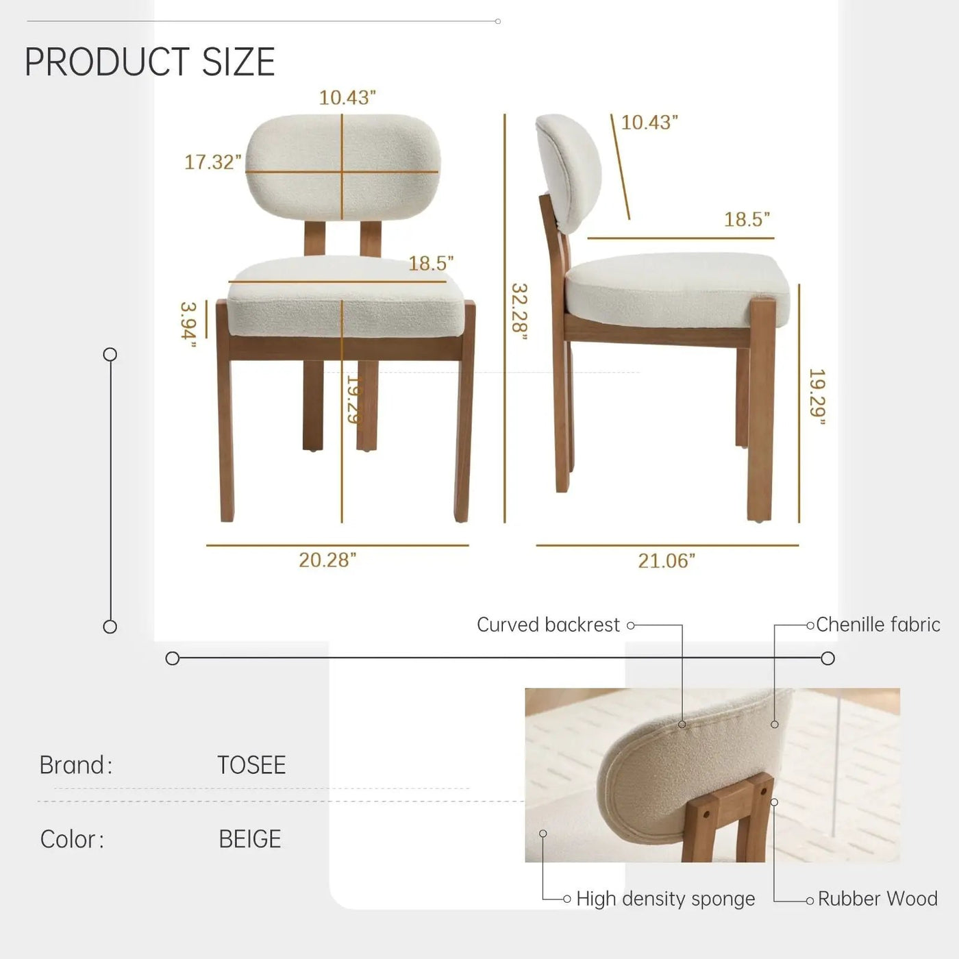 Dining Chairs With Ergonomic Backrest And Adjustable Feet (Set of 2) by HouseOfZazla