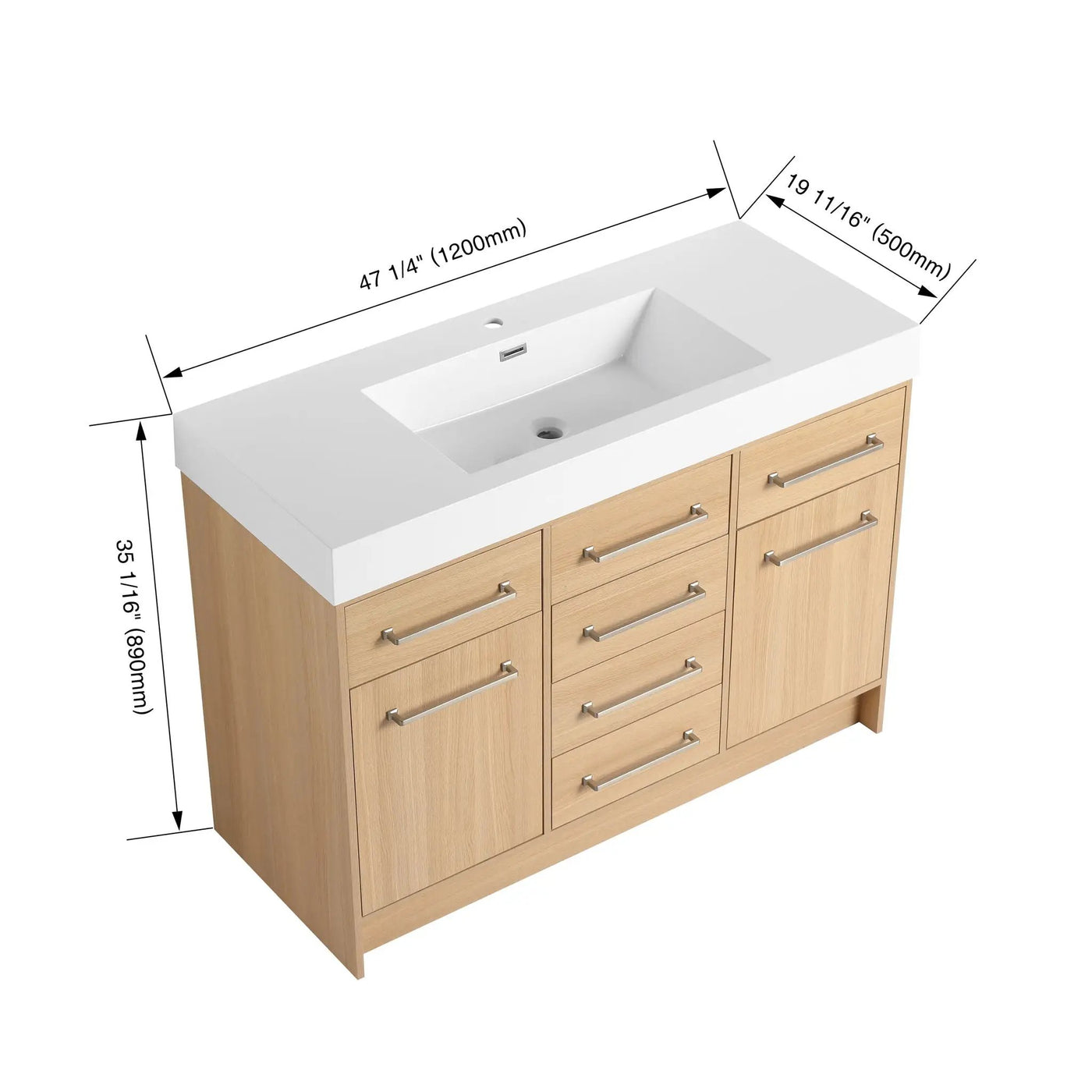 Freestanding Bathroom Vanity With Resin Sink, Soft-Closing Doors And Drawers by HouseOfZazla