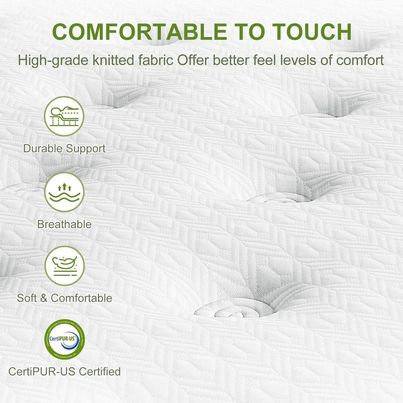 14" Hybrid Mattress With Gel Memory Foam And Pocket Springs by Unique Piece Furniture