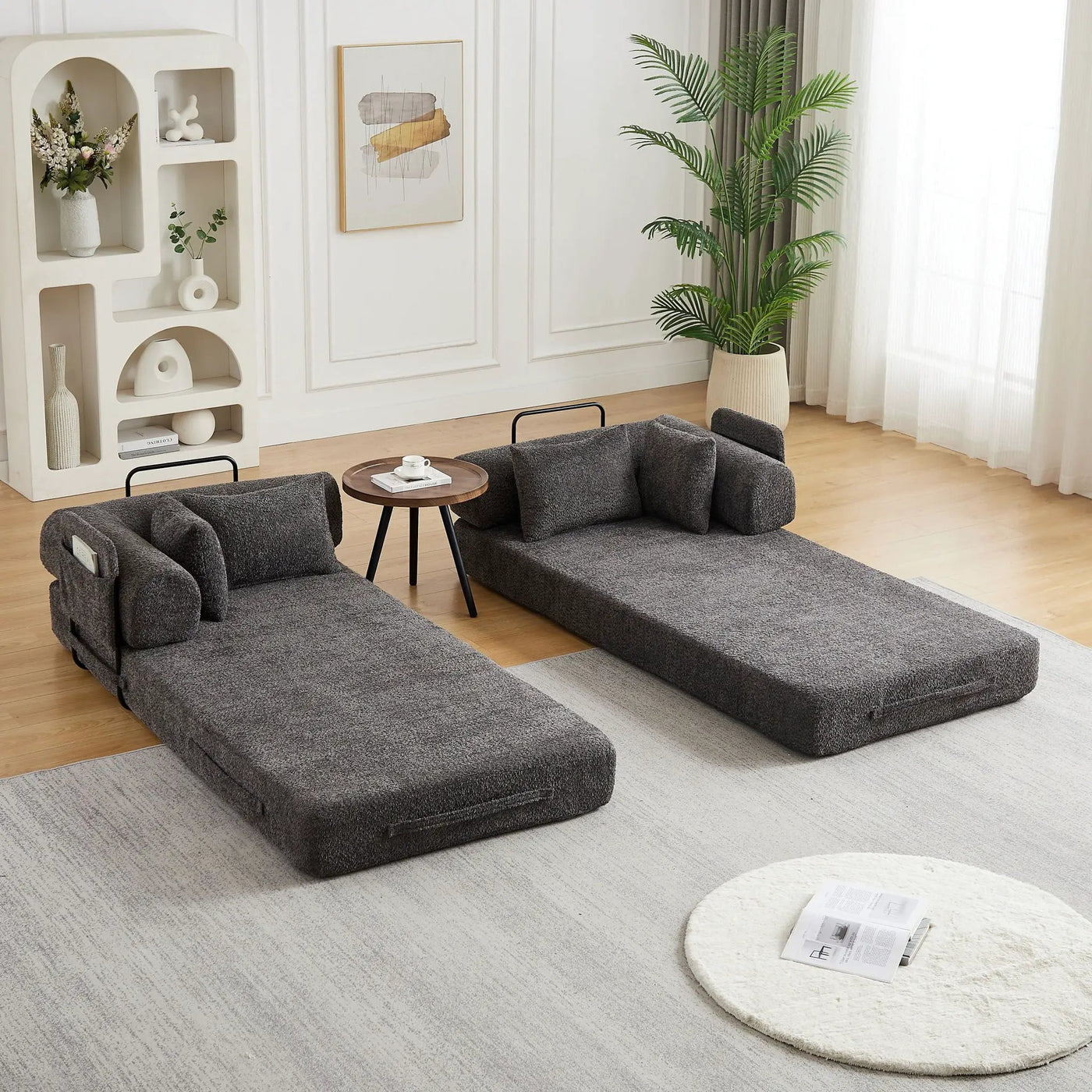 Convertible Sleeper Sofa Bed With Cylindrical Pillow by HouseOfZazla