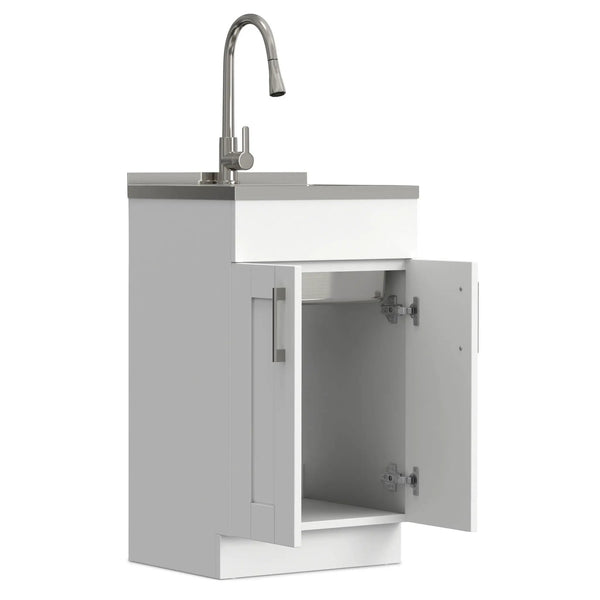 Modern Shaker All-In-One Laundry Utility Sink And Cabinet with Pull Out Faucet