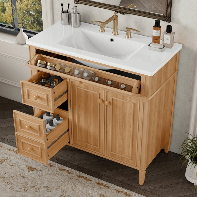 36" Bathroom Vanity with Sink, Solid Wood & MDF Cabinet by HouseOfZazla