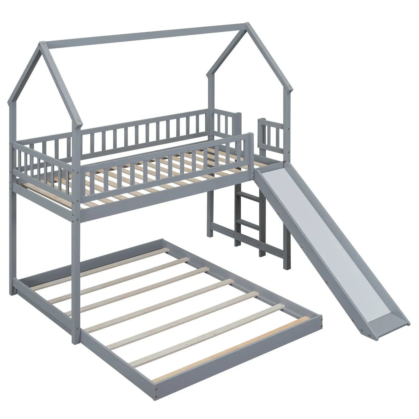 House Bunk Bed With Slide And Built In Ladder by HouseOfZazla