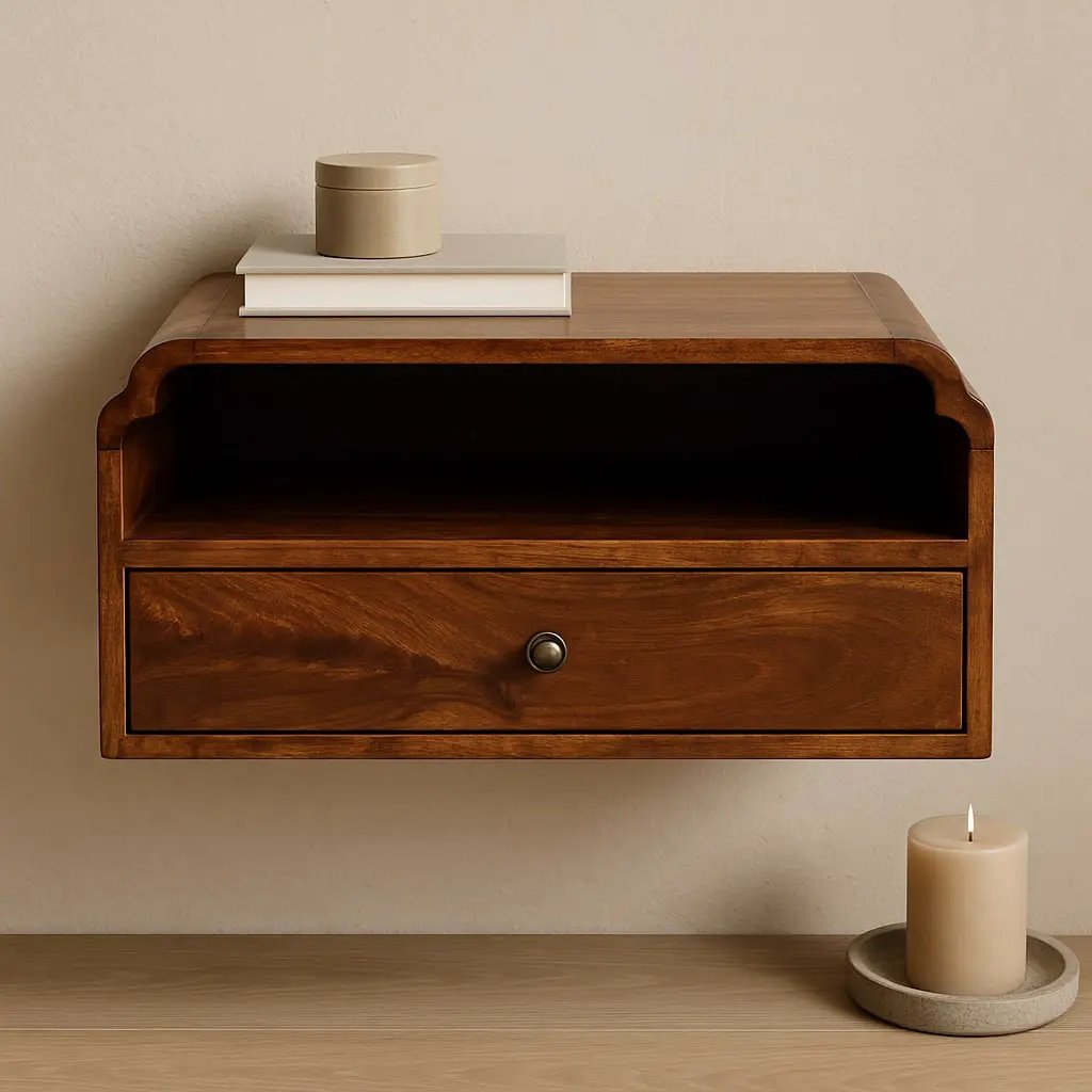 Artisan Furniture Solid Wood Avora Wall-Mounted Chestnut Bedside by HouseOfZazla