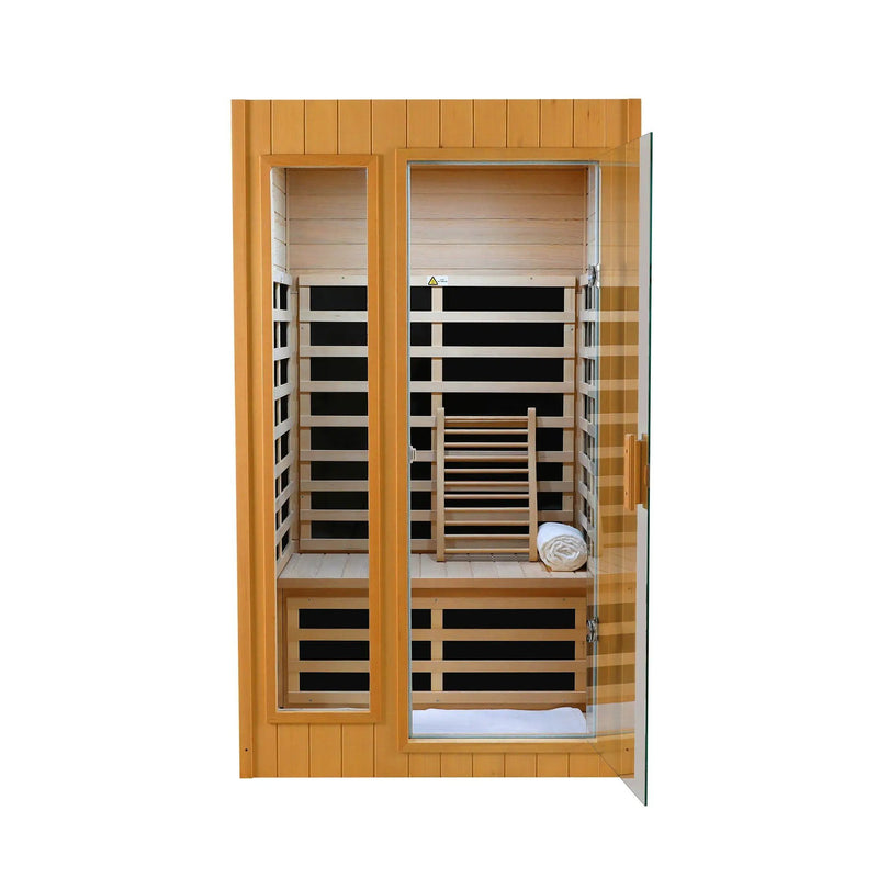 Hemlock Two-person far infrared roof embedded indoor sauna room by HouseOfZazla