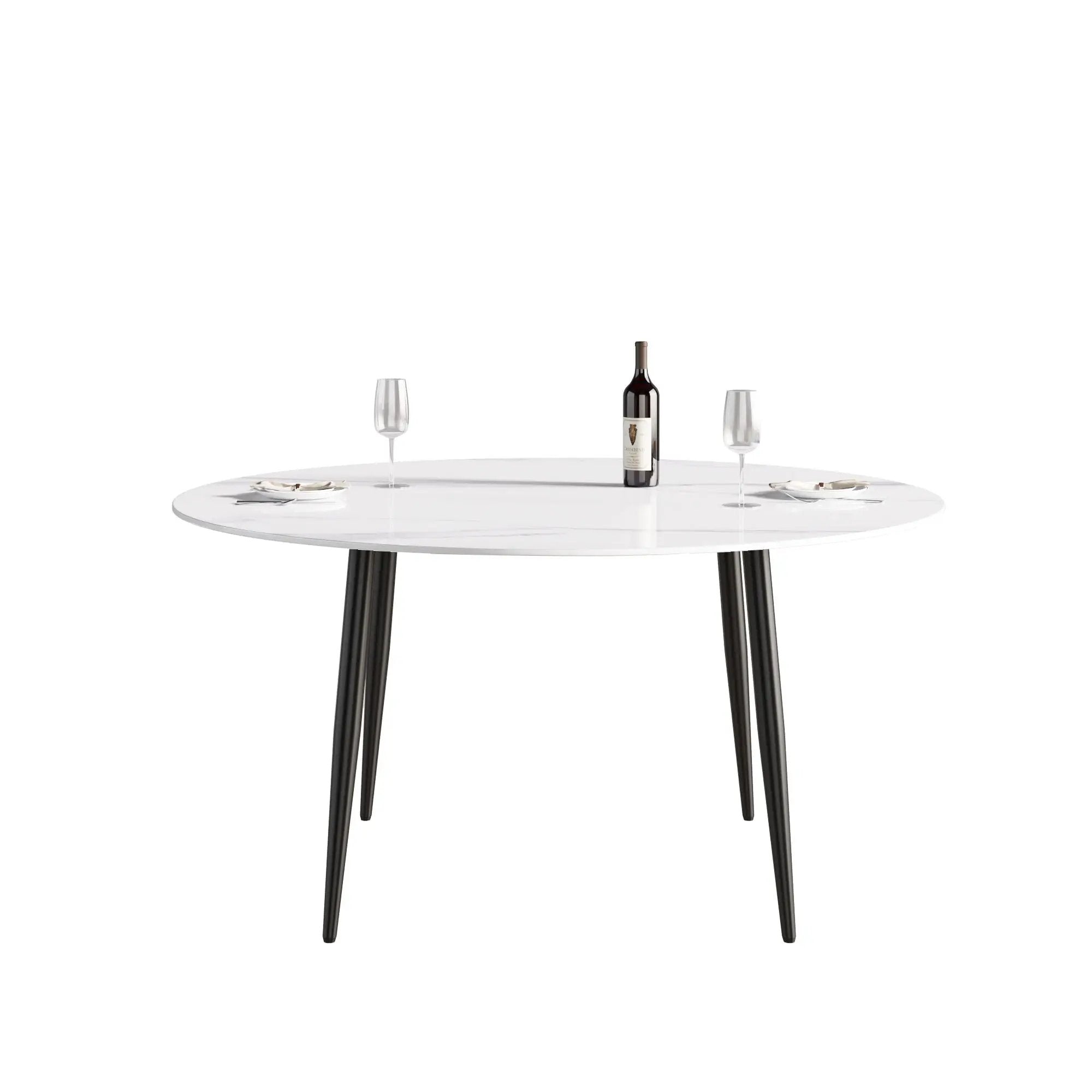 Modern Man-Made Stone Round Metal Dining Table-Position For 6 People by Unique Piece Furniture