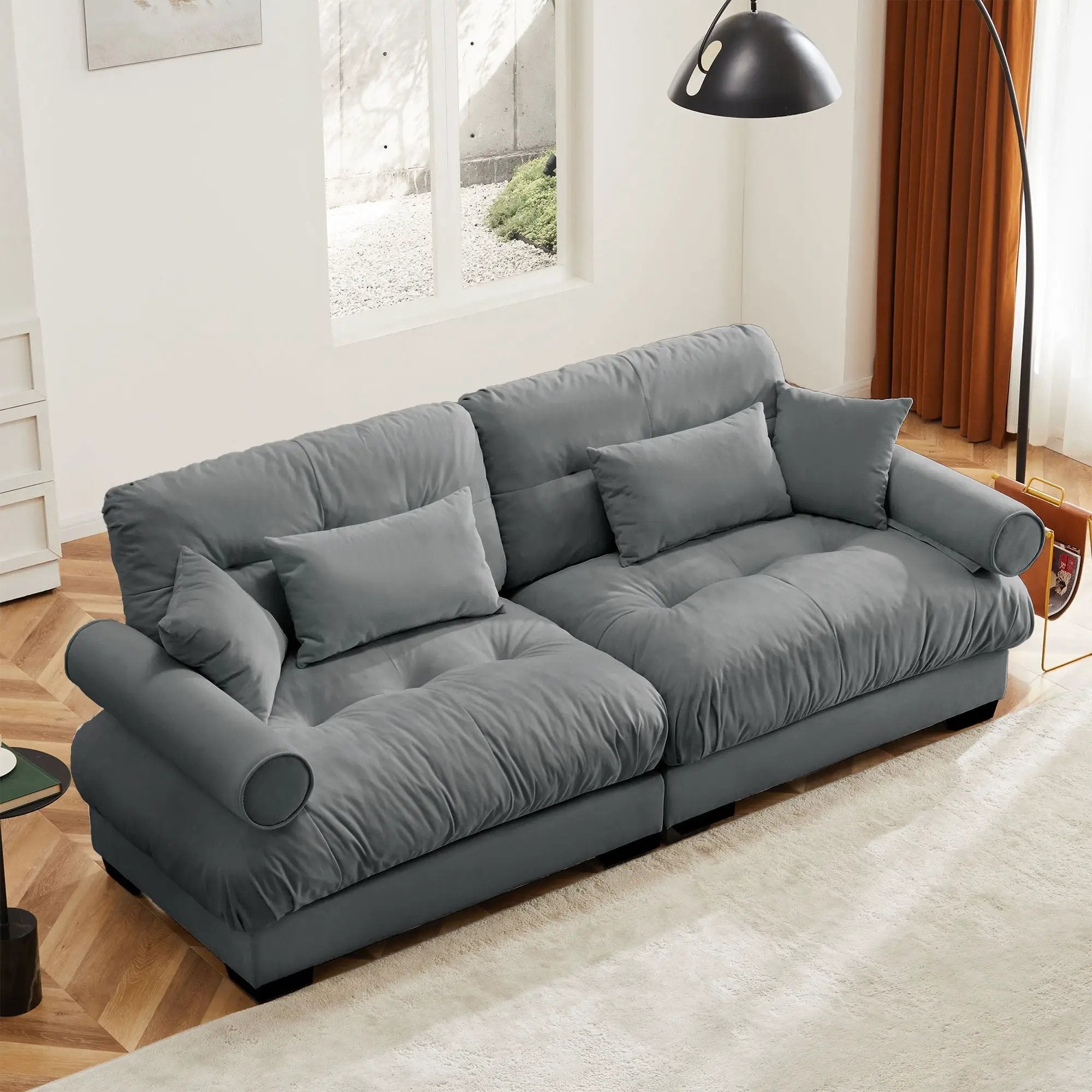 Modern Oversize Sofa With Cloud Like Comfort, Featuring Waist And Throw Pillows by Unique Piece Furniture