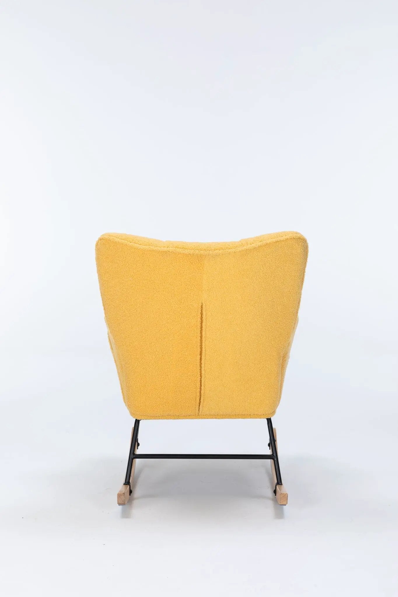 Rocking Chair Nursery, Teddy Upholstered Glider Rocker With High Backrest, Reading Chair Modern Rocking Accent Chairs Glider Recliner For Living Room - Yellow by HouseOfZazla