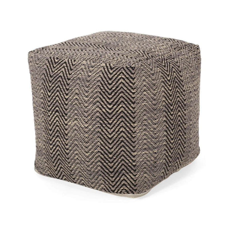Barracuda - Handcrafted Cotton Pouf With Chevron Pattern - Brown / Beige by Unique Piece Furniture