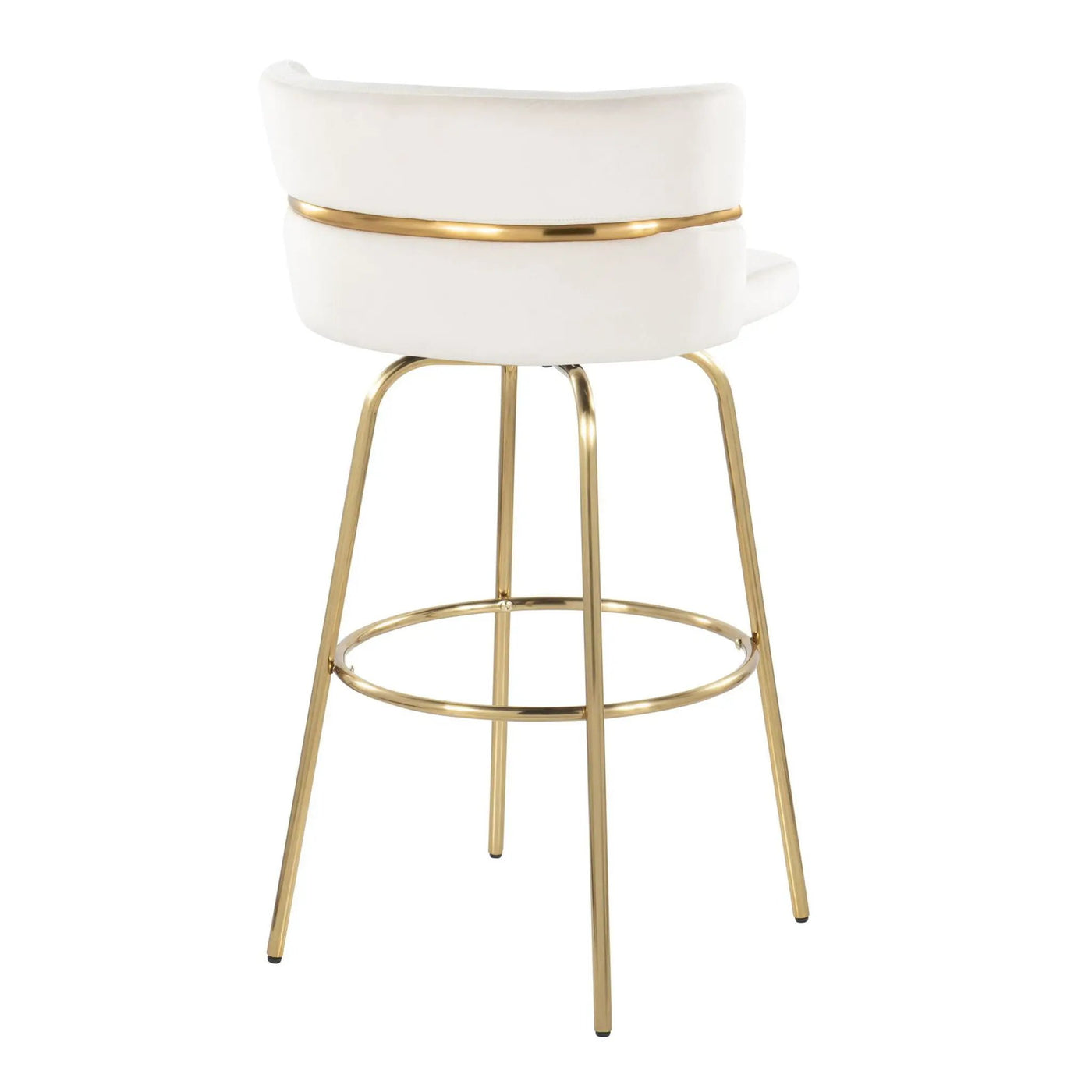 Cinch - Glam / Art Deco Fixed Height Barstool With Swivel With Round Footrest (Set of 2) by HouseOfZazla