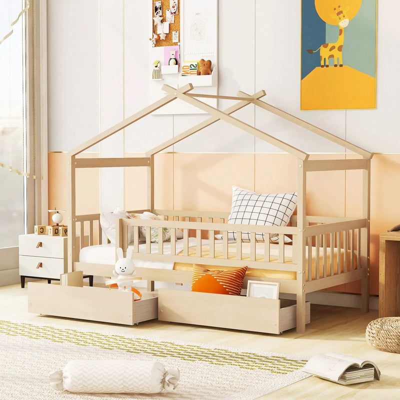 House Bed With 2 Drawers by Unique Piece Furniture