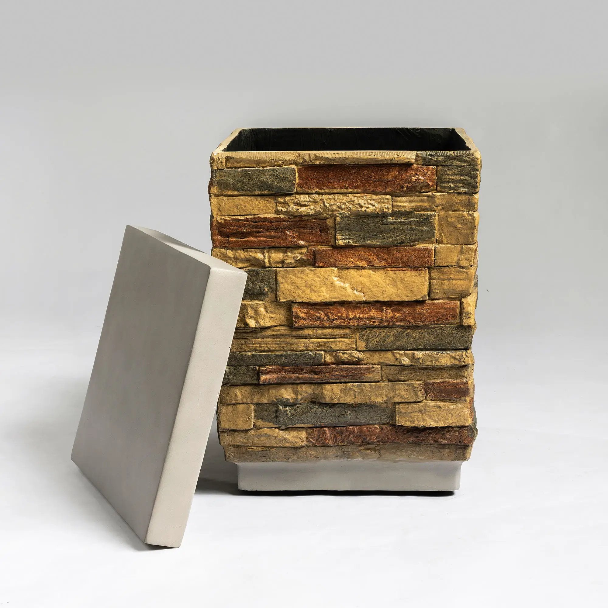 Outdoor Propane Tank Holder Fire Pit Cover Side Table - Sandstone by HouseOfZazla