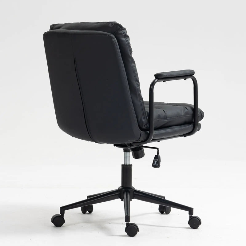Office Chair, Mid Back Home Office Desk Task Chair With Wheels And Arms Ergonomic Computer Rolling Swivel Chair With Padded Armrest by HouseOfZazla