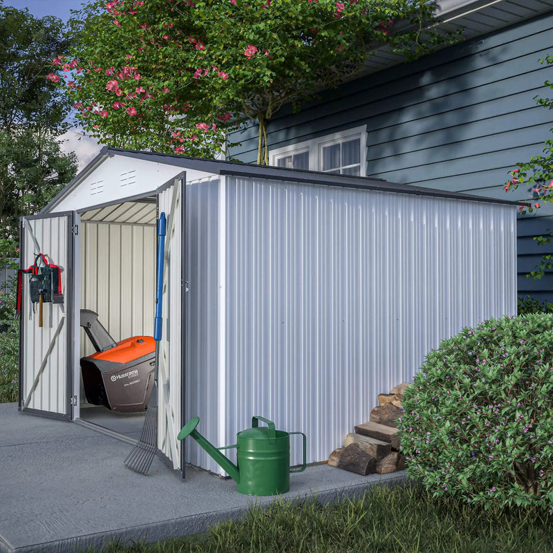 [08X10FT] Alora Heavy-Duty Outdoor All-Weather Metal Garden Tool Shed (SAK28501) by SAKSBY WHOLESALE