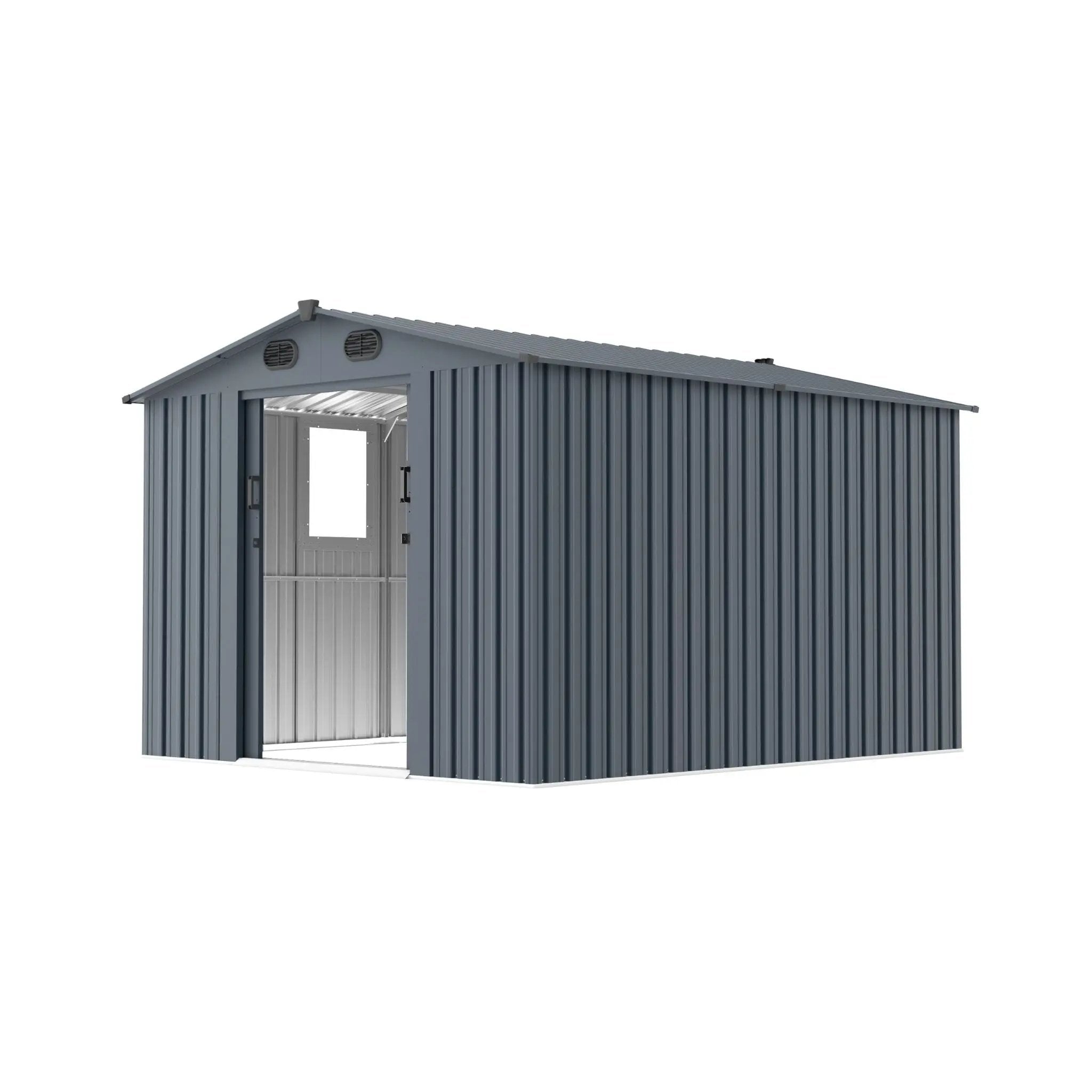 [08X10FT] Alora Large Outdoor Metal Backyard Garden Storage Tool Shed With Window And Lockable Doors (SAK68140) by SAKSBY WHOLESALE