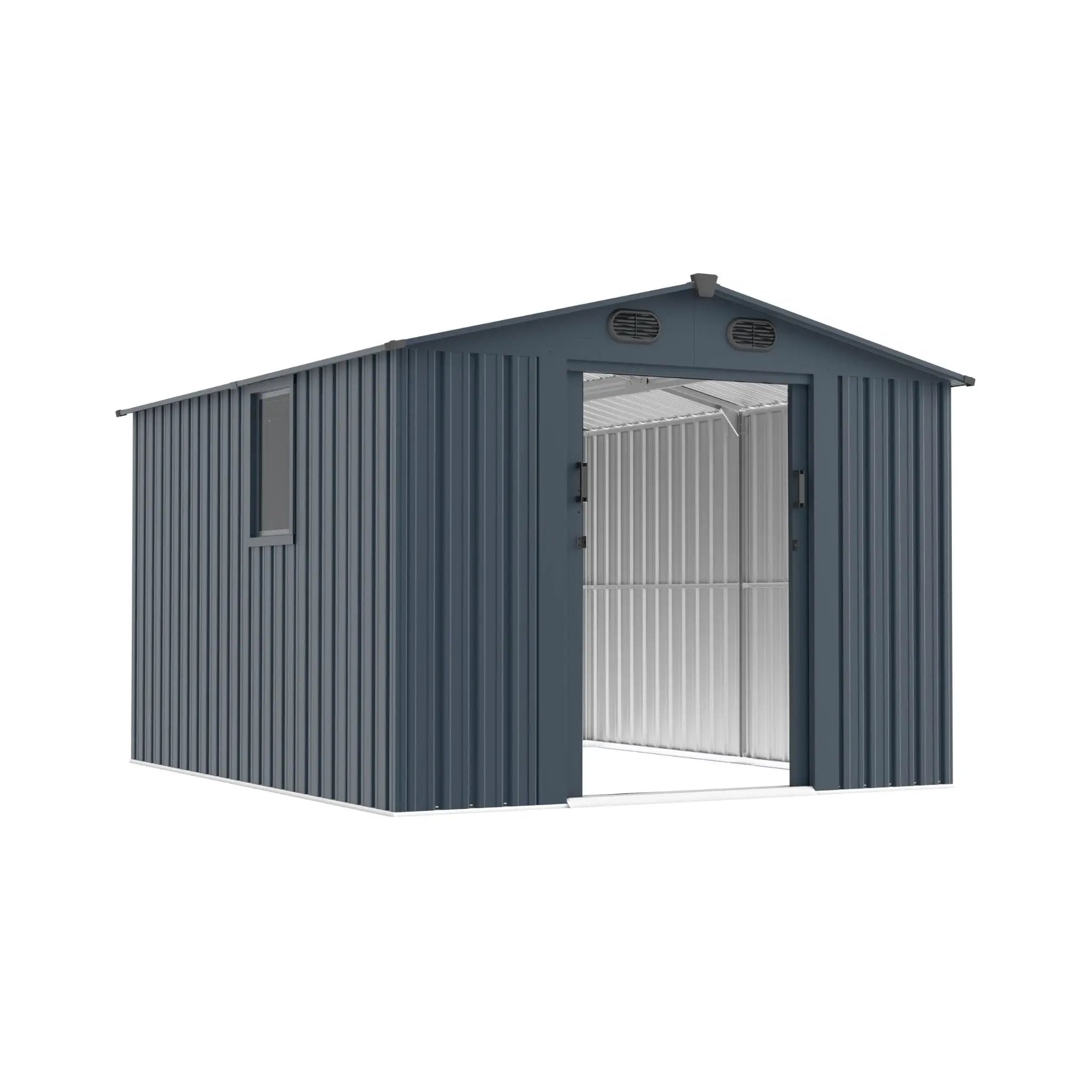 [08X10FT] Alora Large Outdoor Metal Backyard Garden Storage Tool Shed With Window And Lockable Doors (SAK68140) by SAKSBY WHOLESALE