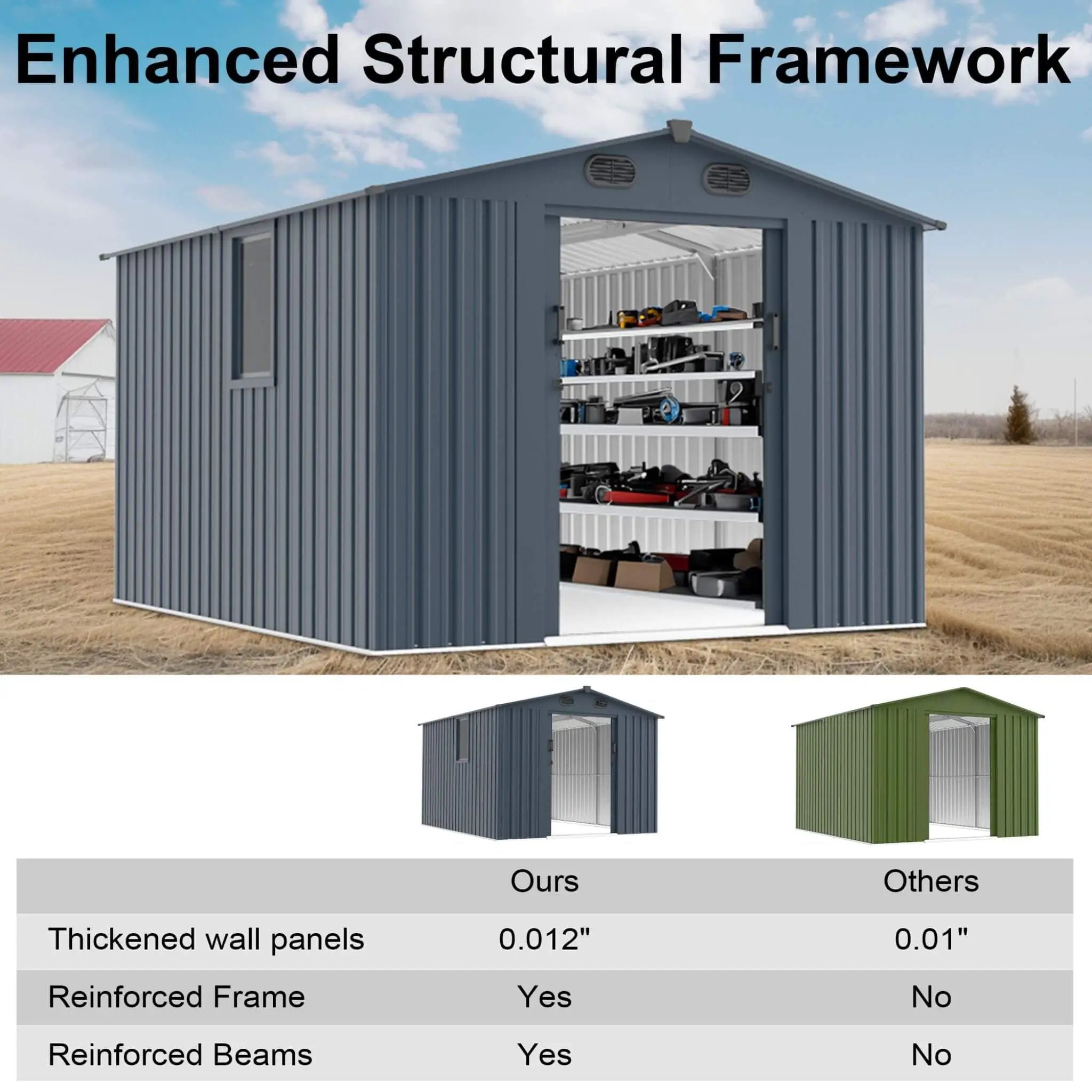 [08X10FT] Alora Large Outdoor Metal Storage Tool Shed With Window And Lockable Doors (SAK32987) by SAKSBY WHOLESALE