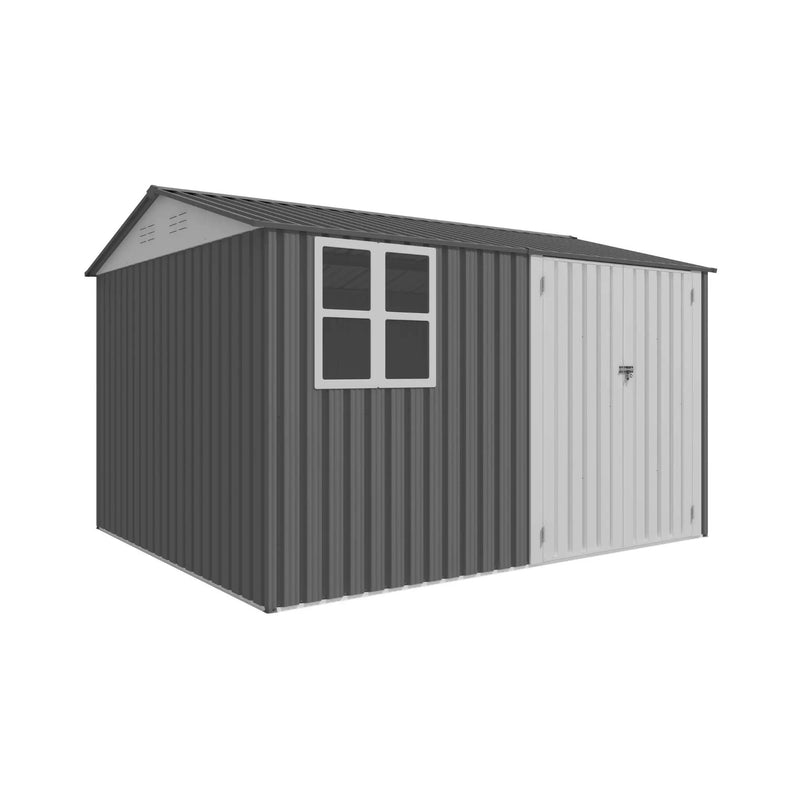 [08X10FT] Alora Outdoor Garden Tool Shed With Thickened Galvanized Steel, Sloped Roof, Vents And Double Lockable Doors (SAK66582) by SAKSBY WHOLESALE
