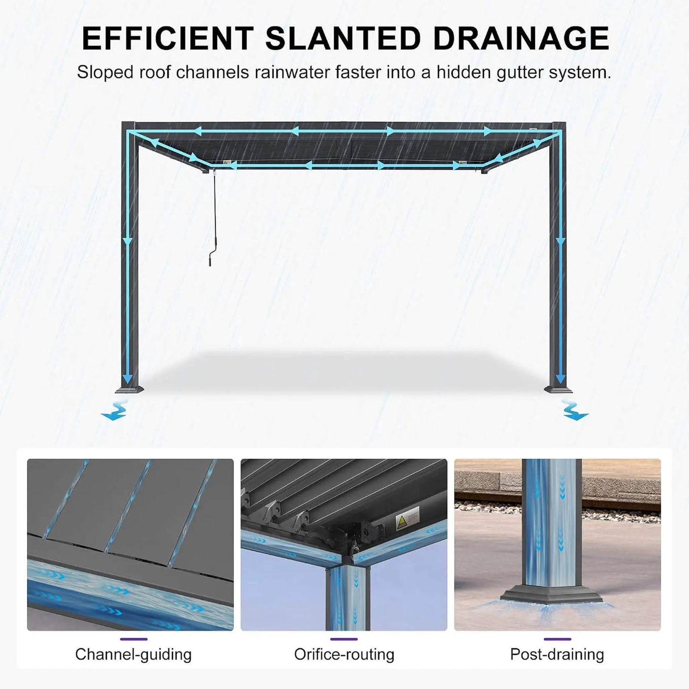 [08X10FT] Modern Wall-Mounted Louvered Pergola With Aluminum Frame (SAK60977) by SAKSBY WHOLESALE
