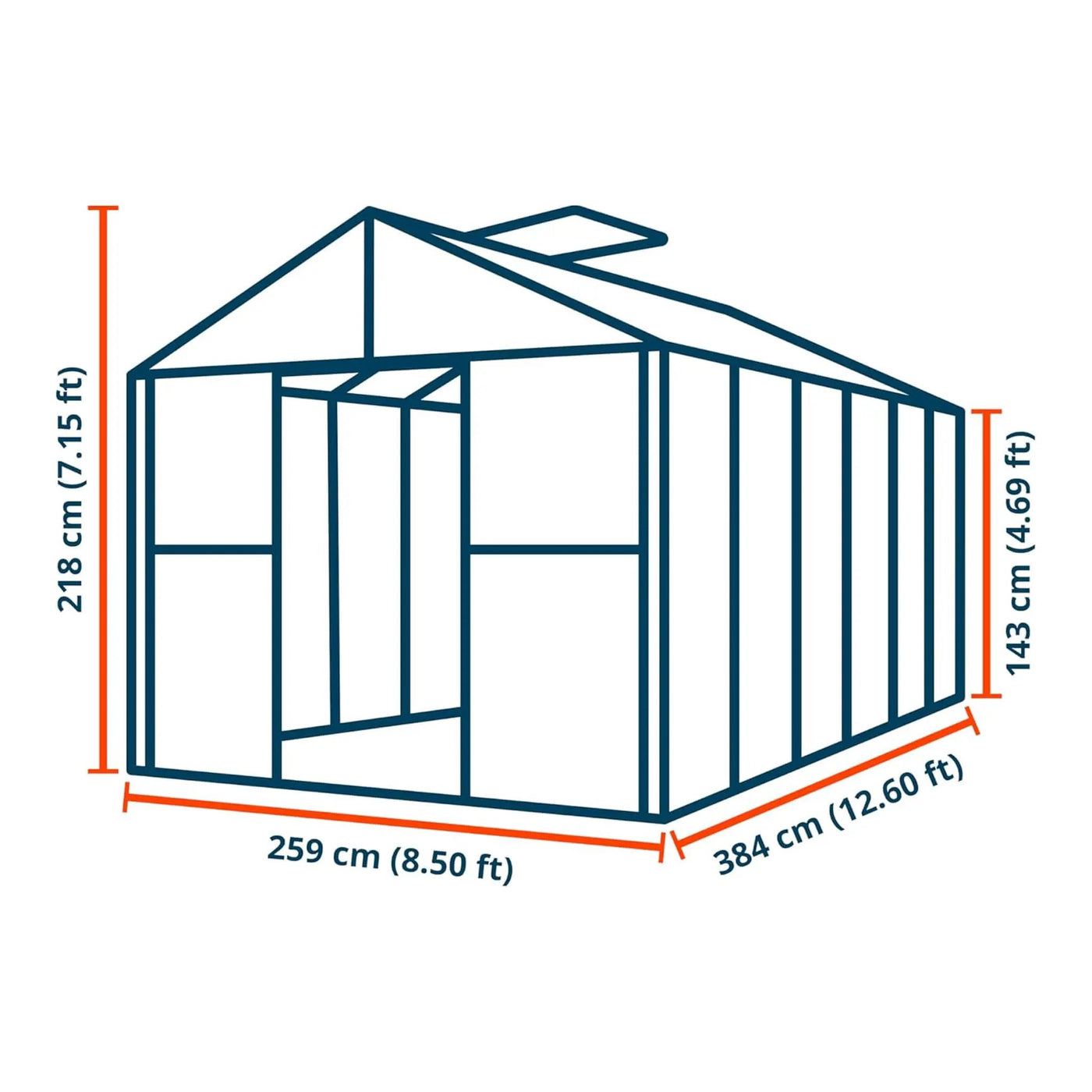 [08X12FT] Heavy-Duty Polycarbonate Outdoor Greenhouse With Aluminum Frame And Sliding Doors (SAK90426) by SAKSBY WHOLESALE