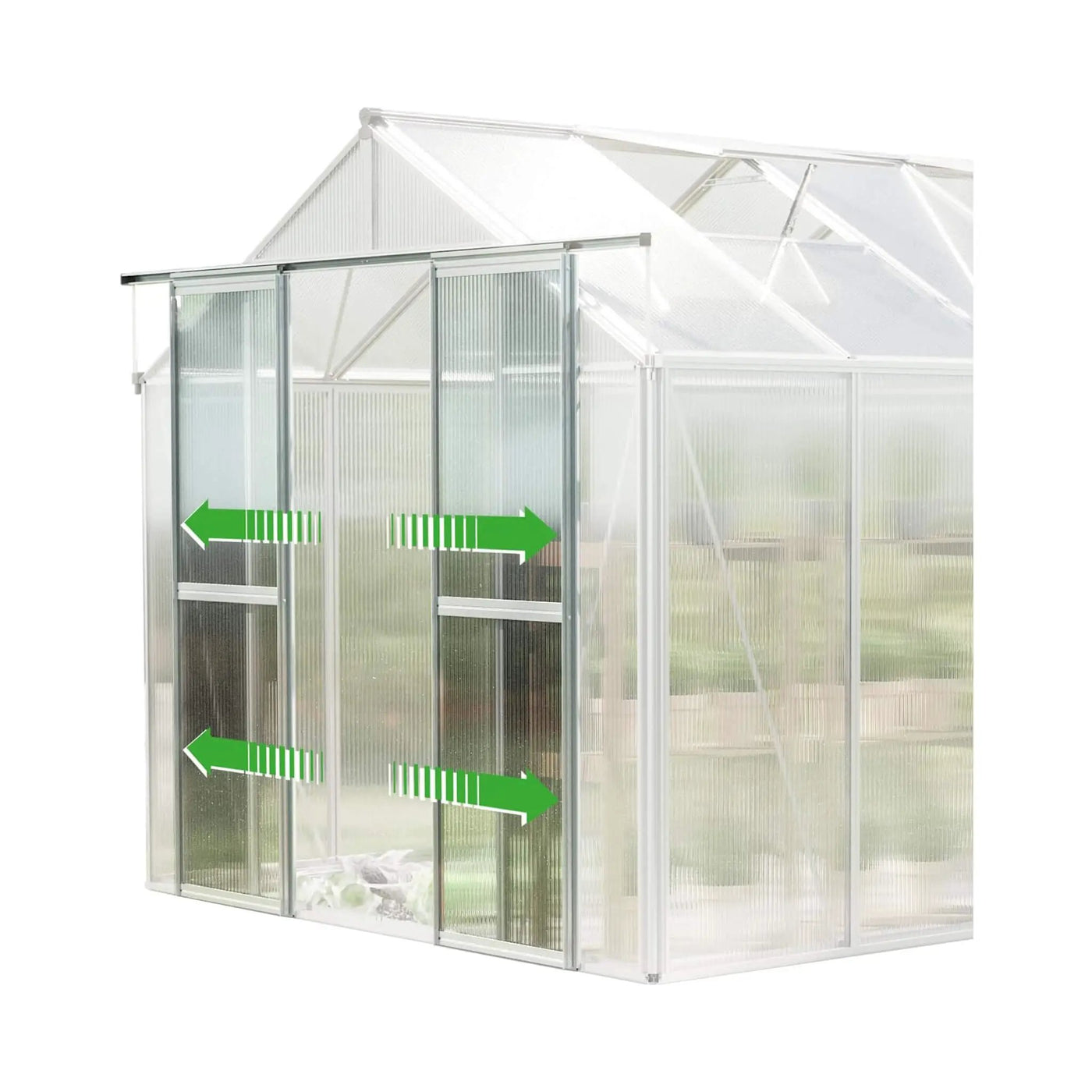 [08X12FT] Heavy-Duty Polycarbonate Outdoor Greenhouse With Aluminum Frame And Sliding Doors (SAK90426) by SAKSBY WHOLESALE