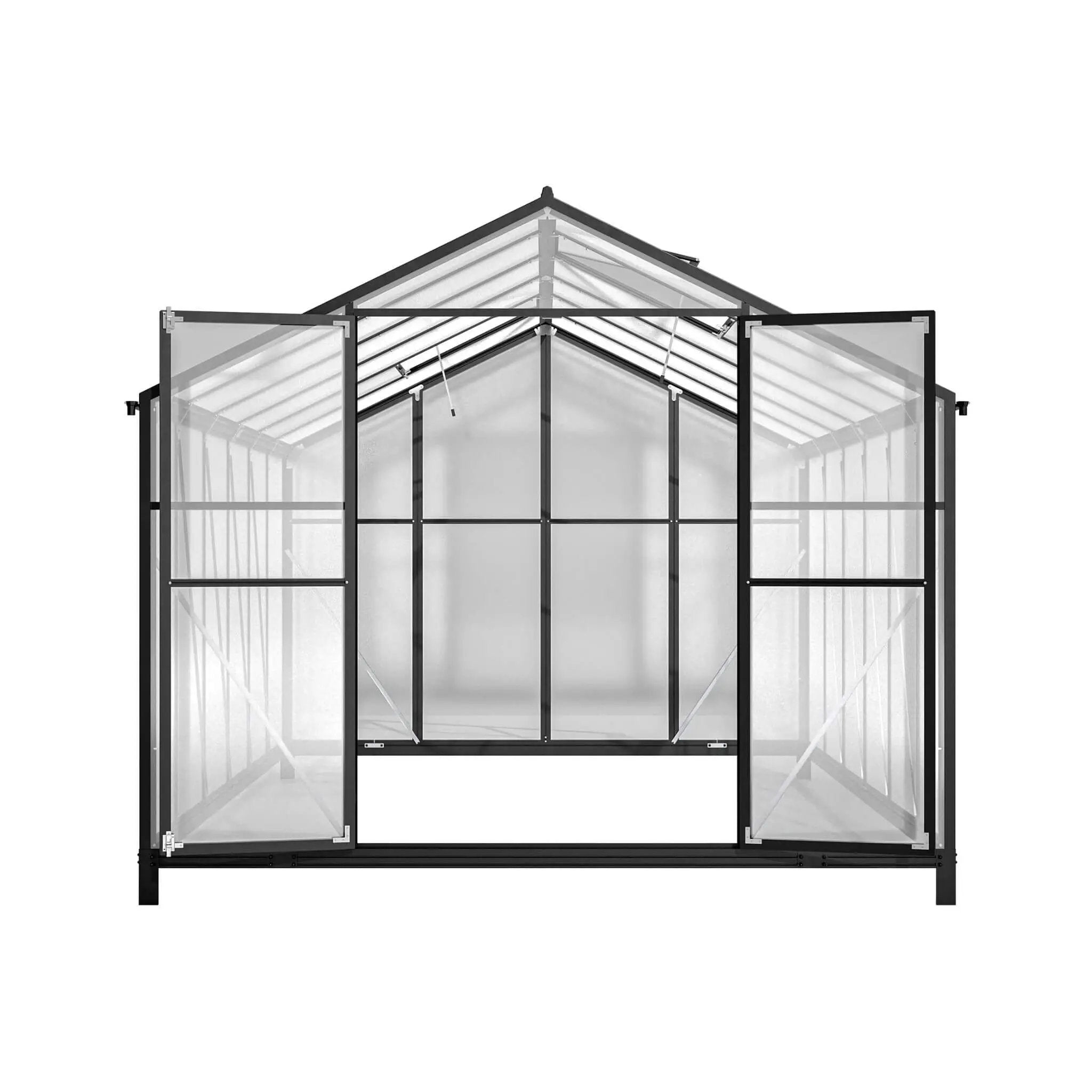 [08X12FT] Large Outdoor Heavy-Duty Polycarbonate Walk-In Greenhouse With Double Swing Doors And Two Ventilation Windows (SAK73651) by SAKSBY WHOLESALE