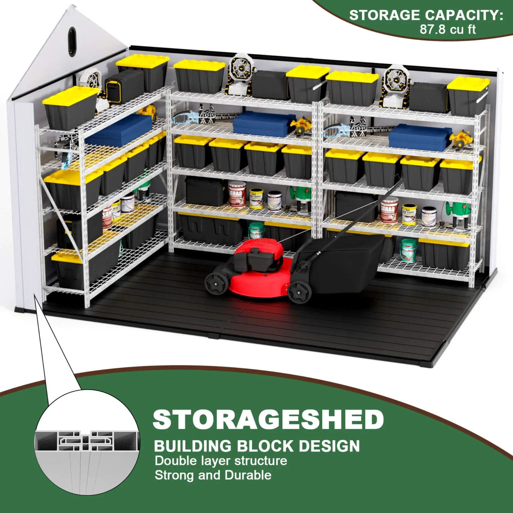 [08X12FT] Alora Large Polypropylene Storage Shed With Reinforced Floor And Lockable Swing Doors (SAK07451) by SAKSBY WHOLESALE