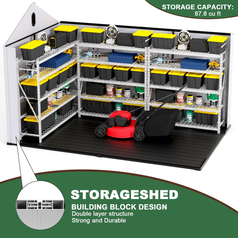 [08X12FT] Alora Large Polypropylene Storage Shed With Reinforced Floor And Lockable Swing Doors (SAK07451) by SAKSBY WHOLESALE