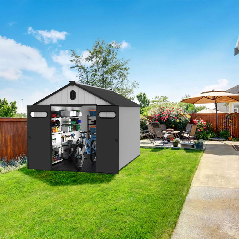 [08X12FT] Alora Large Polypropylene Storage Shed With Reinforced Floor And Lockable Swing Doors (SAK07451) by SAKSBY WHOLESALE