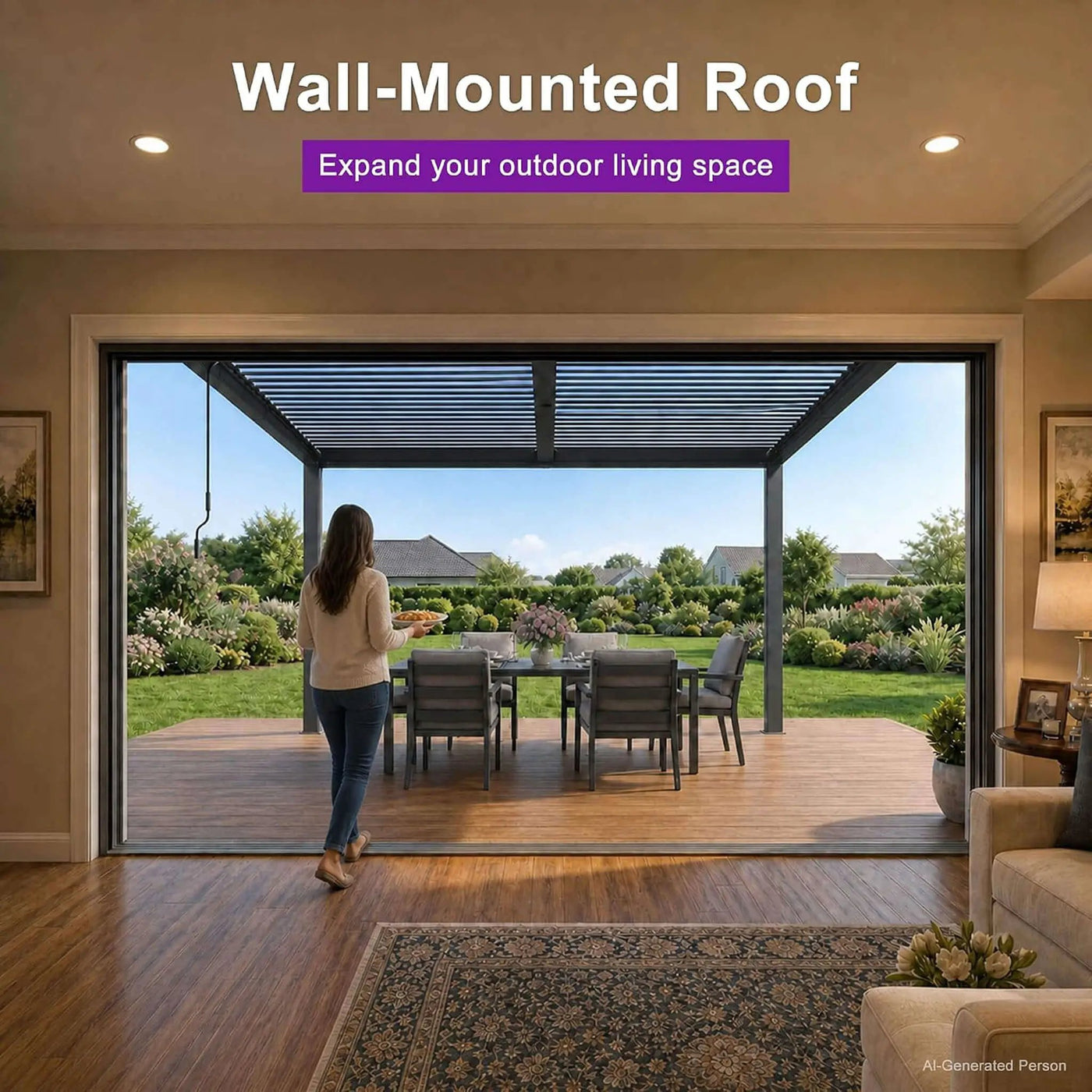 [08X12FT] Modern Wall-Mounted Louvered Pergola With Aluminum Frame (SAK25902) by SAKSBY WHOLESALE