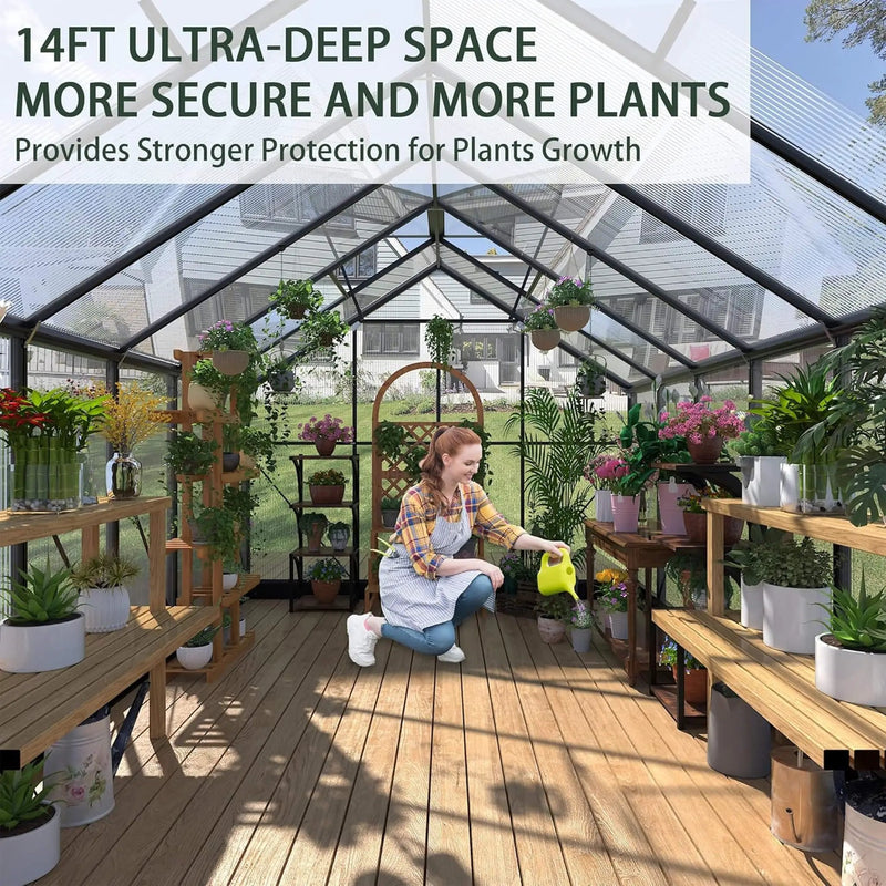 [08X14FT] Outdoor Polycarbonate Greenhouse With Roof Vents & Sliding Doors, 4MM (SAK19426) by SAKSBY WHOLESALE