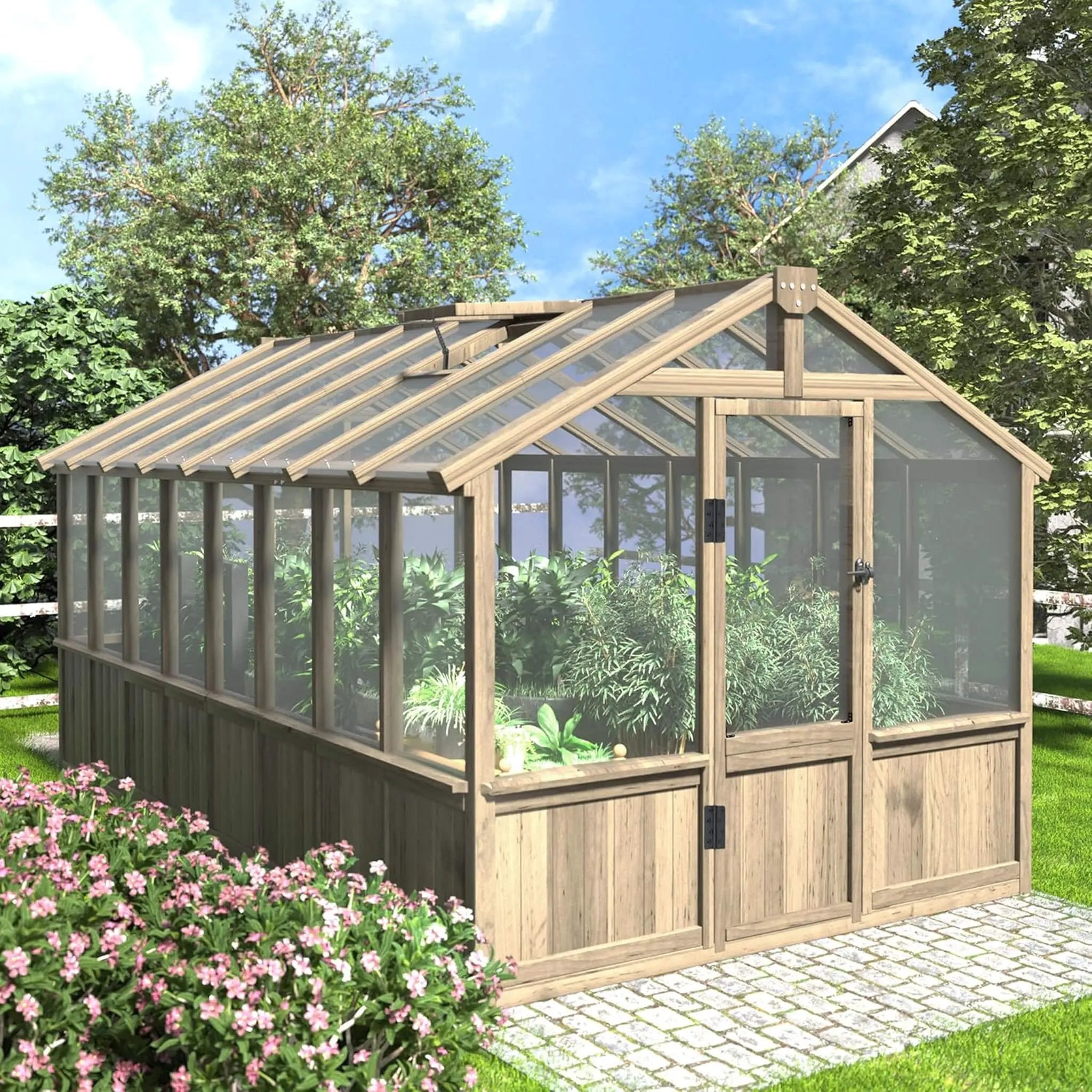 [08X16FT] Large Heavy-Duty Outdoor Wooden Greenhouse With 6MM Polycarbonate Panels And Vent Roof (SAK18467) by SAKSBY WHOLESALE