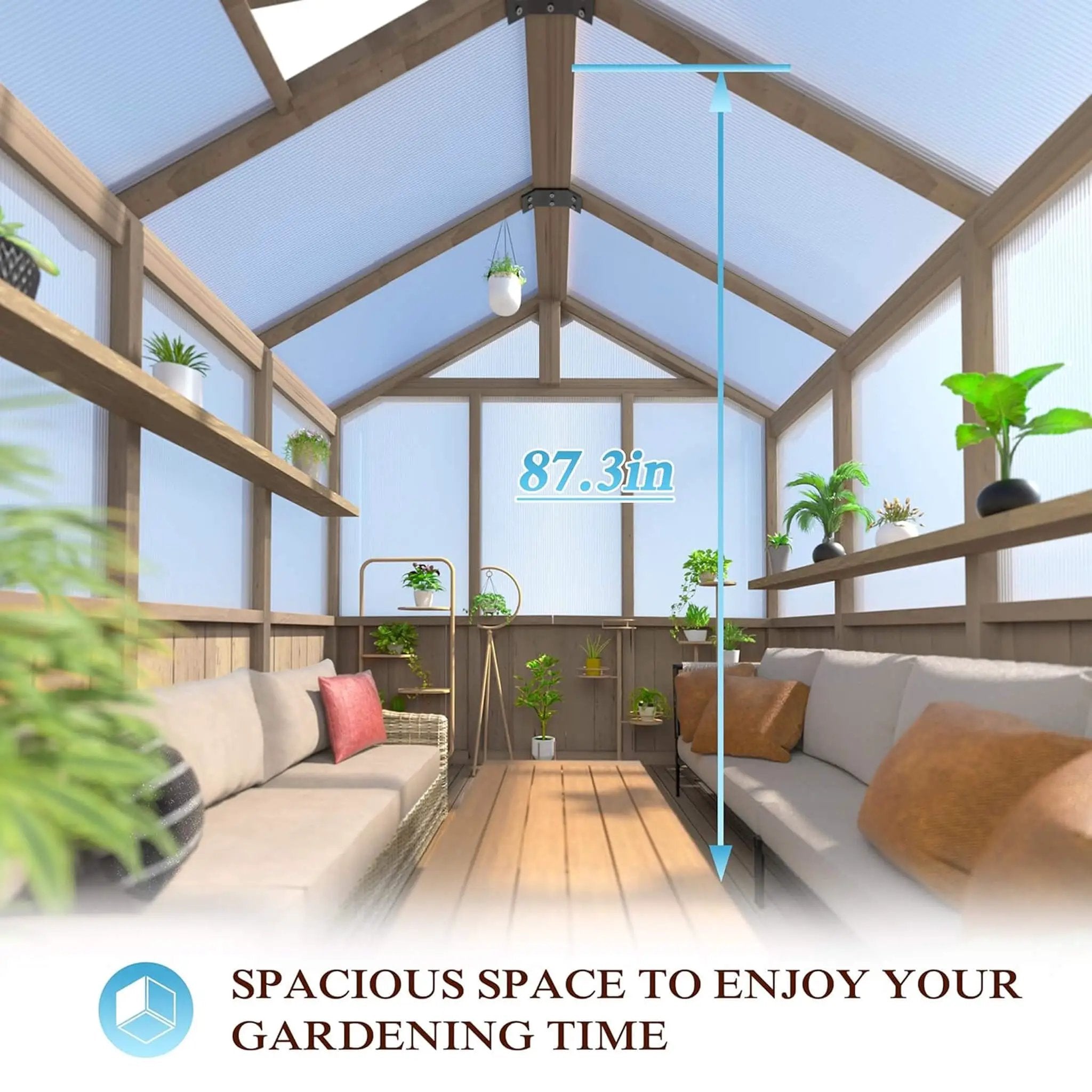 [08X16FT] Large Heavy-Duty Outdoor Wooden Greenhouse With 6MM Polycarbonate Panels And Vent Roof (SAK18467) by SAKSBY WHOLESALE