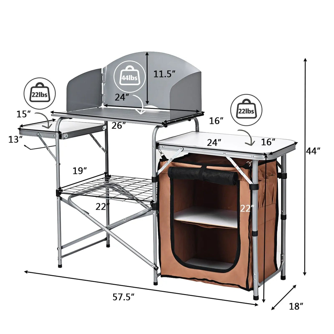 Foldable Outdoor BBQ Portable Grilling Table With Windscreen Bag by DirectDeals
