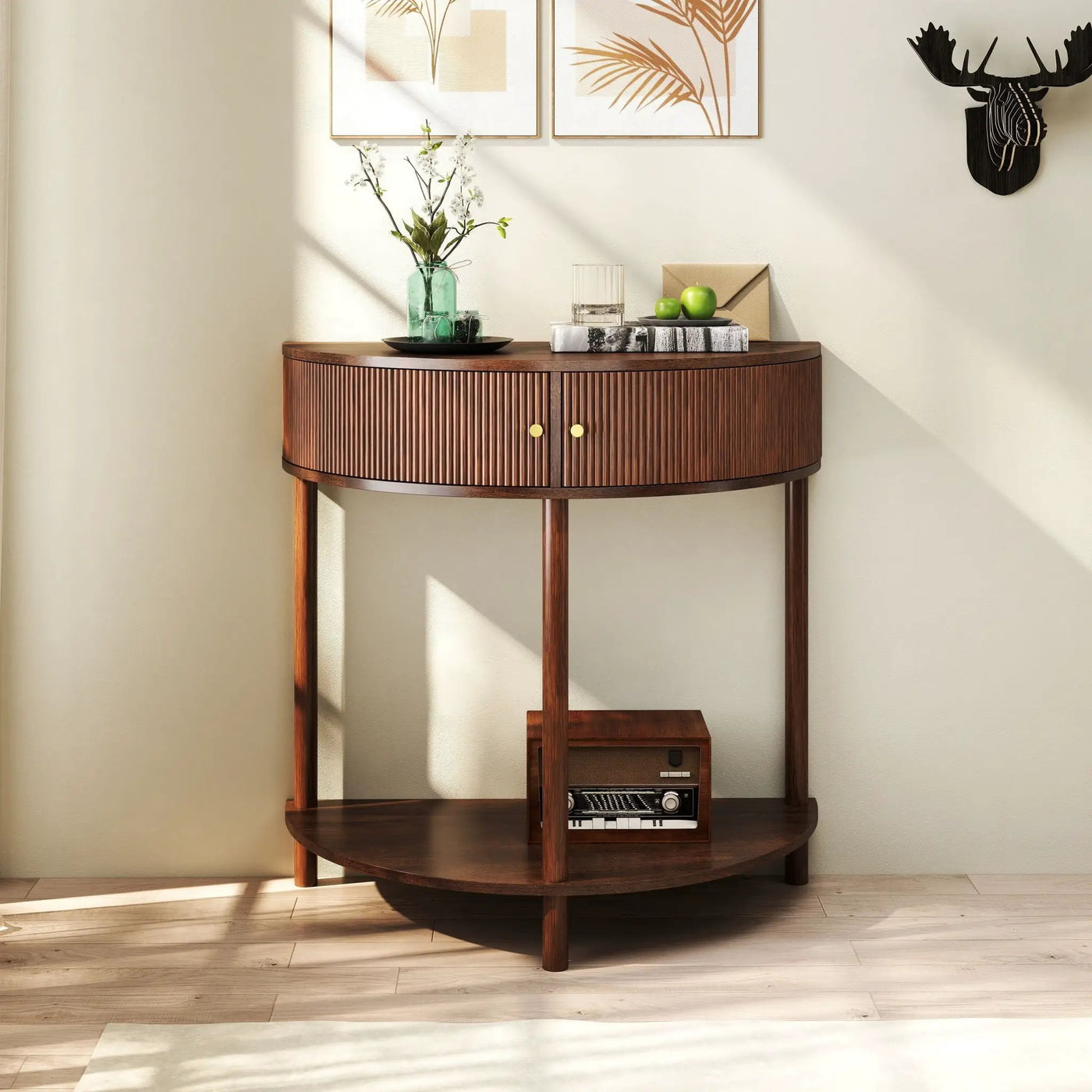 Demi Lune Console Table With 2 Storage Drawers by HouseOfZazla