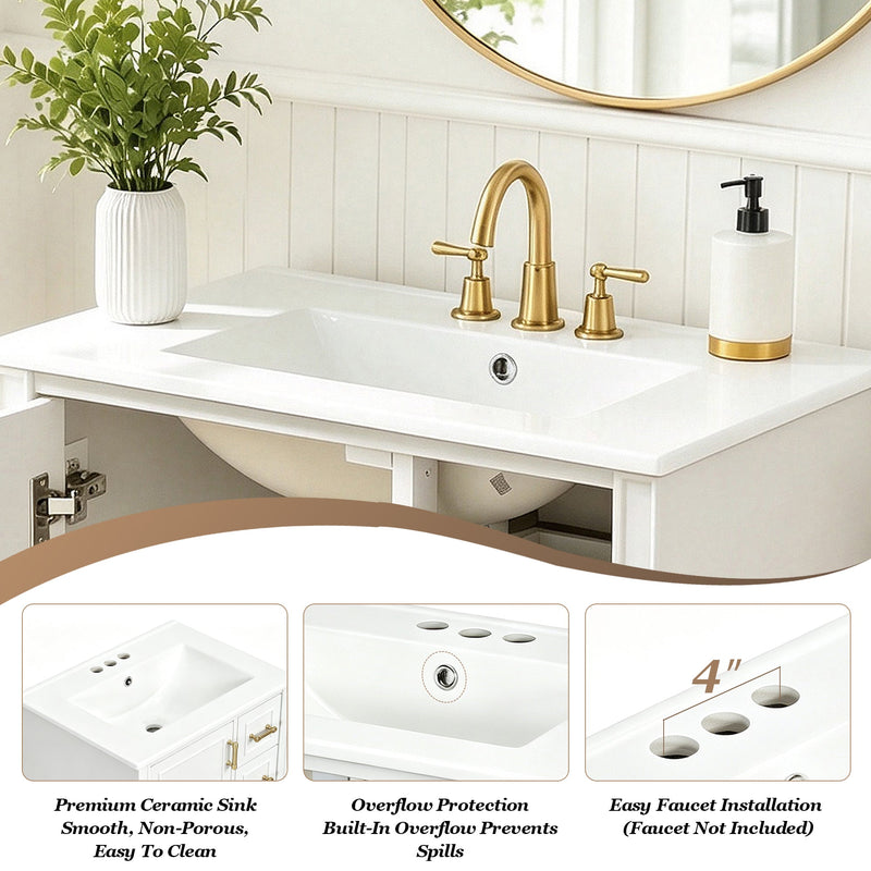 24" Modern Bathroom Vanity with Ceramic Sink, photo 6 of 10