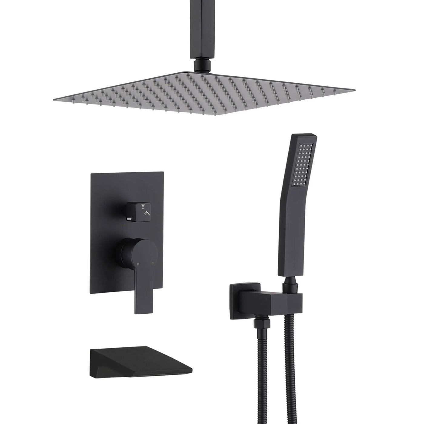 Wall Mount Shower System With High Pressure 10" Shower Head And Handheld by HouseOfZazla