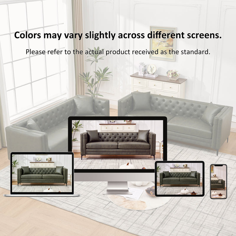 83" Tech Fabric Sofa with Metal Legs, 3 Seater Modern Upholstered Sofa - Green, photo 4 of 8