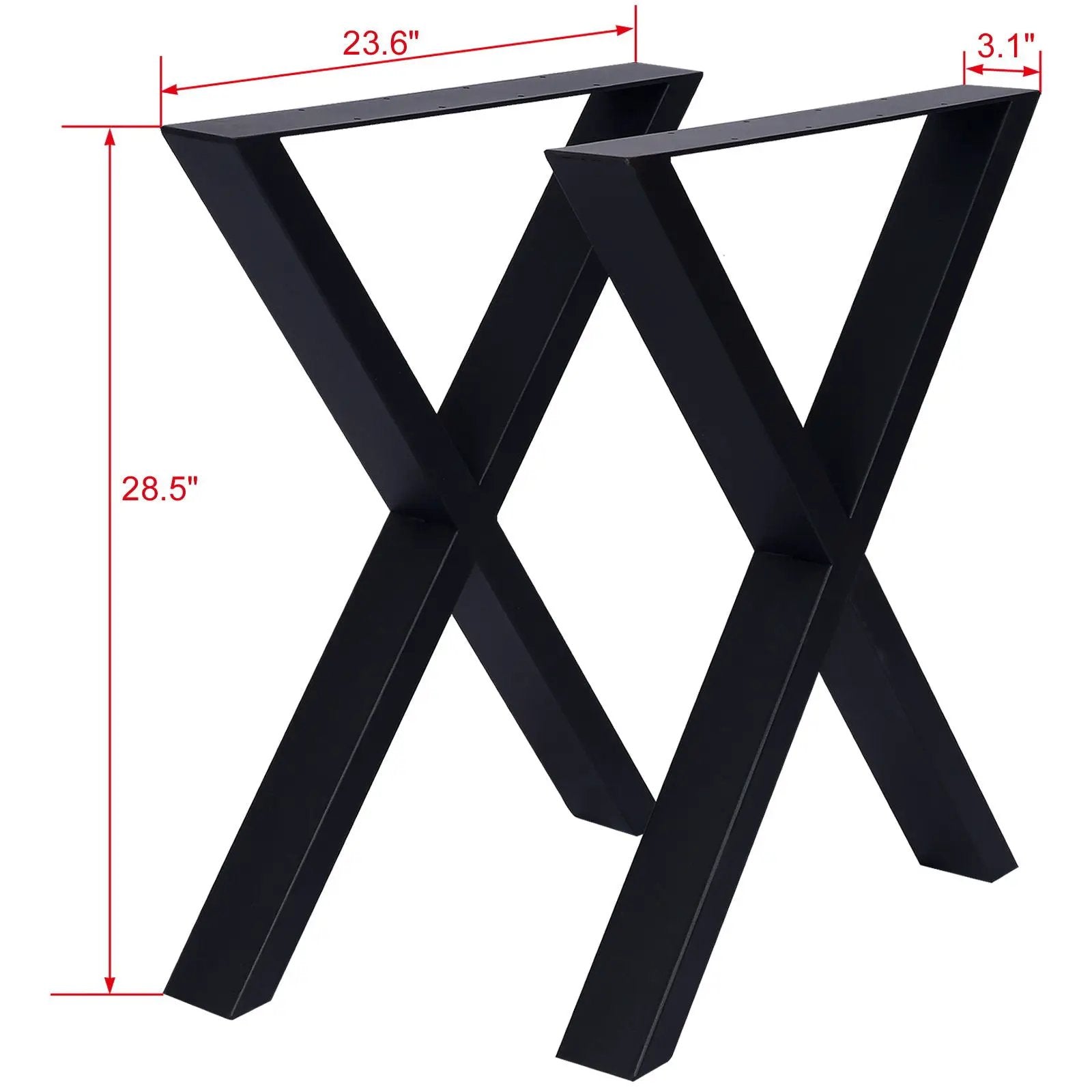 X Table Legs 28X 24", Wide Metal Table Legs, Heavy Duty Steel Desk Legs Table Leg Dining Table Legs Coffee Desk Leg (Set of 2) - Black by HouseOfZazla